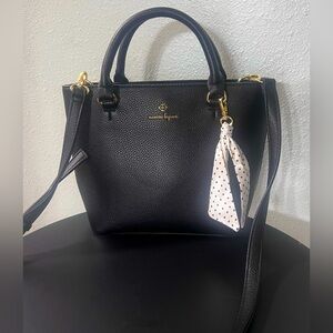 NWOT Nanette Lepore Vegan Leather Handbag Satchel Crossbody Bag Purse Scarf Tie